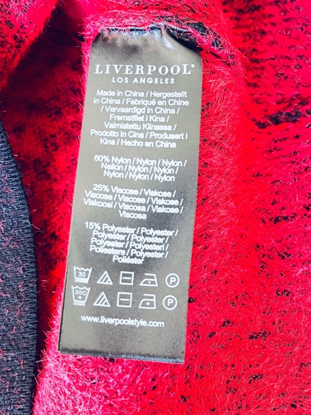 NWT Liverpool Red Black Floral Crewneck Sweater Long Sleeve Soft Vibrant Women - Picture 6 of 10